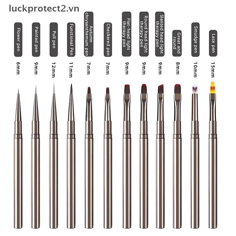 # luckpro # Nail Glue Phototherapy Brush UV Gel Painting Pen Nail Art Vẽ Liner Brush Metal Manucure Professionnel Brushes Tools.