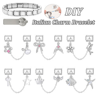 Kim Cương Vương Miện Mặt Dây Chuyền Màu Bạc Ý Quyến Rũ Liên Kết Phù Hợp With 9 Mm Thép Không Gỉ Vòng Tay Làm Trang Sức