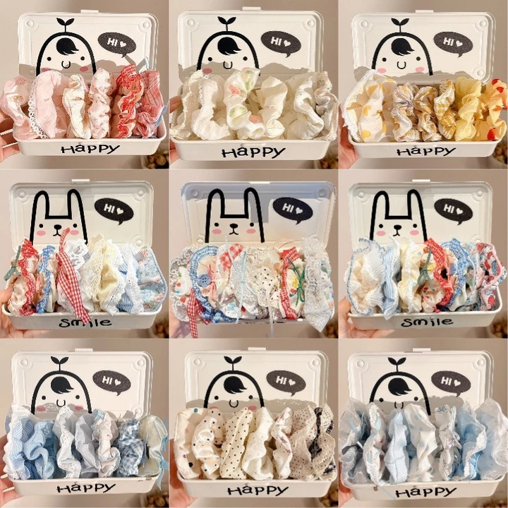 Set 10 Dây Buộc Tóc / Cột Tóc Scrunchies To Phồng Đẹp Thời Trang Hàn Quốc Phụ Kiện Tóc