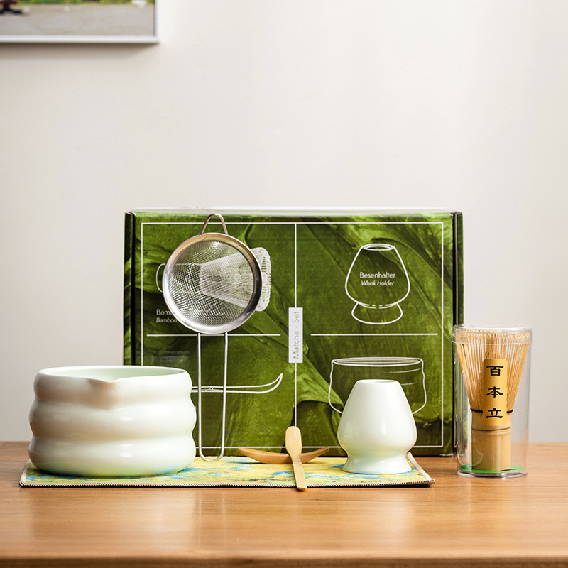 Bộ trà Matcha Bộ 7 món đánh trà Nhật Bản Bát Matcha Trà Whisky Hộp quà tặng Bộ máy xay sinh tố Matcha trong nhà Cửa hàng đồ uống Phụ kiện dụng cụ làm trà