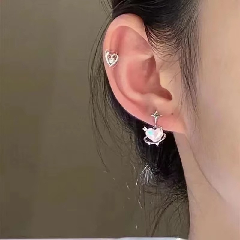 6 Cái / bộ Bông Tai Trái Tim và Ngôi Sao Phong Cách Hàn Quốc Thanh Lịch - Phụ Kiên Trang Sức Thời Trang