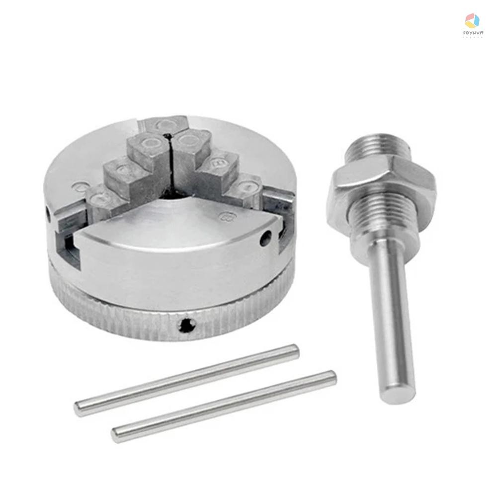 Hợp kim kẽm 4-Jaw Chuck Thanh kết nối Tự định tâm Gỗ Xoay Chuck Phụ kiện kẹp tùy chọn cho máy tiện kim loại Mini