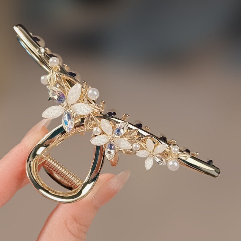 MAUROPOLI [Sẵn Sàng] Kẹp Hoa Cao Cấp Phong Cách Mới Nữ Ngọc Trai Đầu Sau Tóc Cá Mập Kẹp Mũ Đội Đầu Tinh Tế Phụ Kiện Tóc