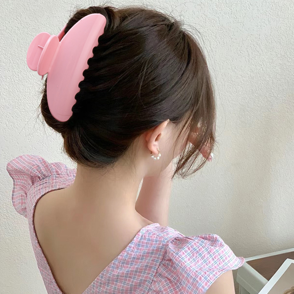Kẹp Cá Mập Size Lớn Màu Trơn Thanh Lịch - Phụ Kiên Tóc Phong Cách INS Hình Bán Nguyệt Tóc Móng Vuốt 2025
