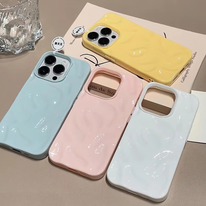 Ốp điện thoại mềm hình sóng silicon mềm sang trọng cho iPhone 16 Pro Max 15 Pro 14 13 12 11 Plus Ốp lưng chống sốc kẹo