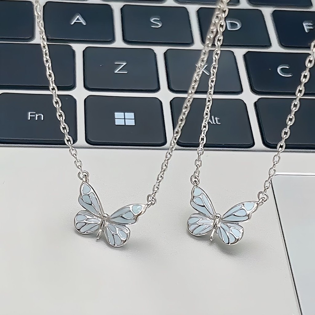 [Vòng cổ bướm phát sáng] ~ Vòng tay bướm thông minh phát sáng màu xanh cao cấp Nữ ~ ~ Dây chuyền xương đòn Aurora phong cách Mori, Thích hợp làm quà tặng