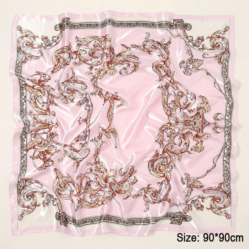 Khăn quàng đầu nữ TRACEILLOIAN, Khăn choàng tóc cỡ lớn vuông 90 * 90cm, Khăn choàng nữ lụa Satin mềm in hình thanh lịch