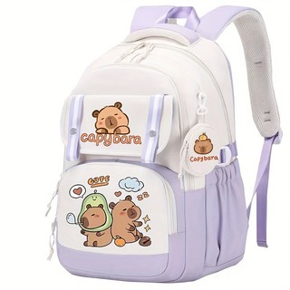 Ba lô Capybara cho học sinh Dung tích lớn In nhẹ Túi đi học nữ hoạt hình thời trang