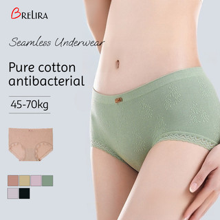 『 Brelira 』 Plus Size Quần Lót Nữ Quần Lót Cotton Liền Mạch Giữa Eo Thoáng Khí ​​Quần lót nữ 大