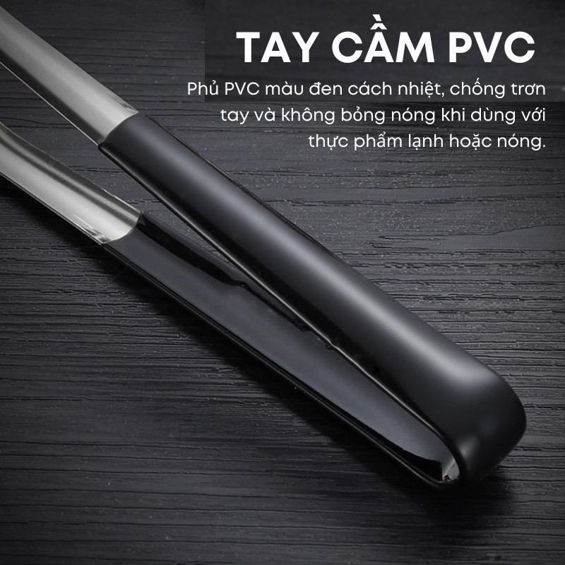 Kẹp Gắp Inox Liền Khối Tay cầm PVC Chống Nóng 15/18/21cm - Gắp Đá, Đồ Nướng, Salad Cho Gia Đình, Quán Ăn, Nhà Hàng | 301