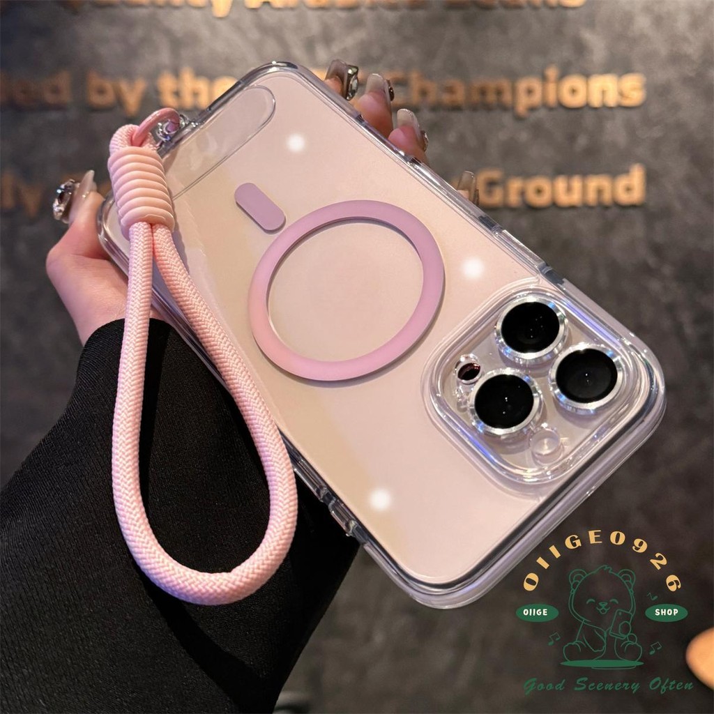 [Vỏ dây buộc] Vỏ điện thoại từ tính pha lê băng hai màu iphone16 Pro Max 15 14 13 12 cho vỏ iPhone Vỏ mềm silicon TPU + PC chống sốc