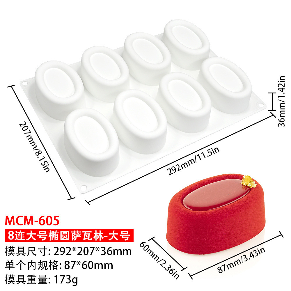 Hình Bầu Dục Hình Chữ Nhật Savarin Pudding Cup Khuôn Bánh Silicon DIY Tròn Tart Mousse Khuôn Bánh Ngọt Pháp Khuôn Nướng Bánh