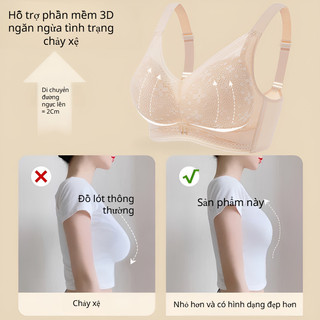 『 Brelira 』 Bộ giảm thiểu áo ngực ren Plus Kích thước không dây chống chảy xệ Full Cup dành cho nữ siêu mỏng Lingeire Quần lót nhỏ trông ngực to