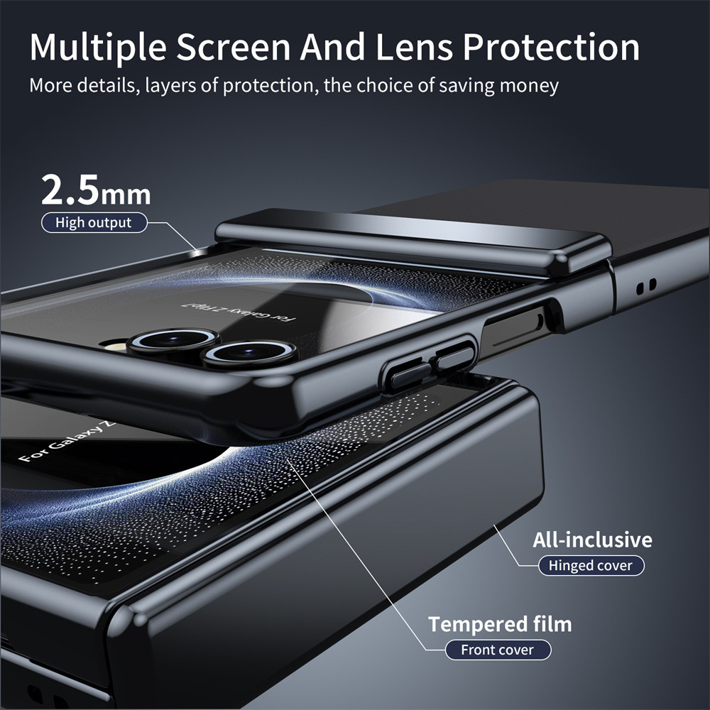 Ốp Điện Thoại Vỏ Cứng Mạ Chống Sốc Cho Samsung Galaxy Z Flip 7 6 5 4 3 Flip7 Flip6 Flip5 Flip4 Màng Bảo Vệ