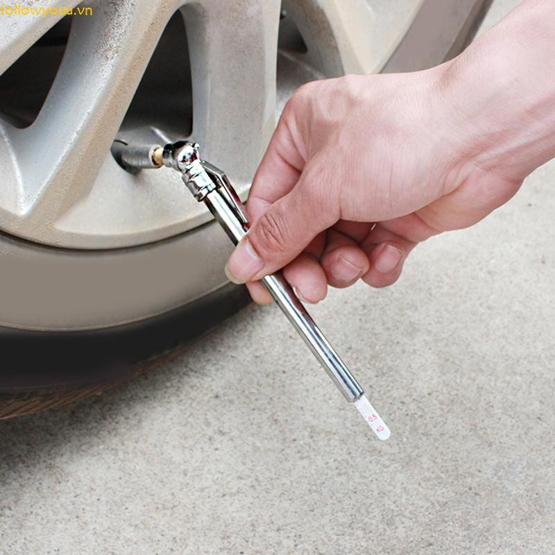 Fol Pencil Đồng hồ đo áp suất lốp Cơ khí chính xác Gage Thân thép không gỉ 5-50 PSI cho ATV cho ô tô Xe tải SUV