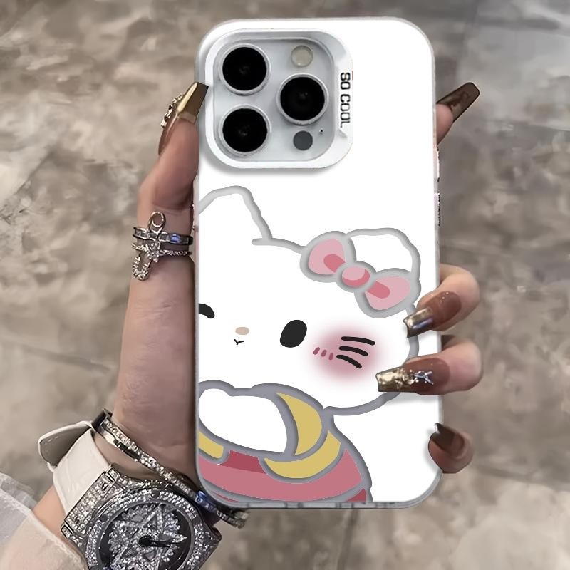Ốp lưng iPhone hình Hello Kitty đầu to dễ thương công nghệ IMD chống trầy xước | Tương thích iPhone 16/15/14/13/12/11 Pr