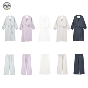 Phong Cách Nhật Bản Phong Cách Muji / Yangliu Gạc Nhà Quần Dài Cardigan Dài / Mùa Hè Chống Dính Pyjama Quần Nhà Cardigan