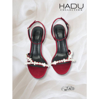Giày Cao Gót 7P Quai Chữ V Đính Đá HADU MM966 Giày Sandal Cưới Đi Tiệc Chất Satin Cao Cấp BH 12T