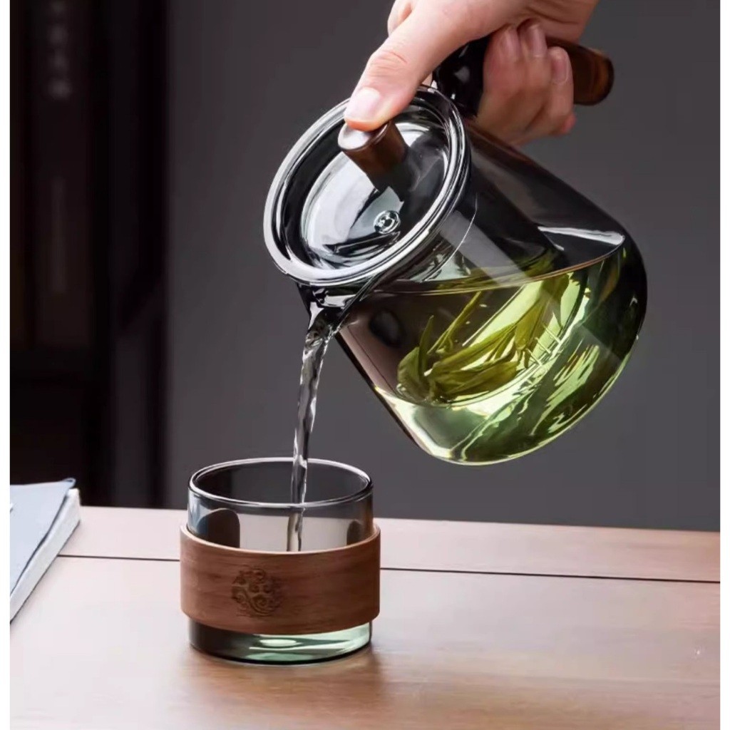 Ấm, Cốc Thủy Tinh Pha Trà Có Lõi Lọc Dung Tích Khoảng 550 ml