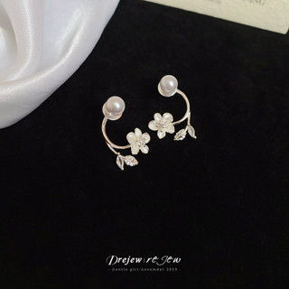 Bông tai đinh tán lá hoa zircon kim bạc DREJEW, bông tai tươi mát, ngọt ngào, tinh tế và đa năng, bông tai sang trọng nhẹ nhàng và cao cấp dành cho nữ
