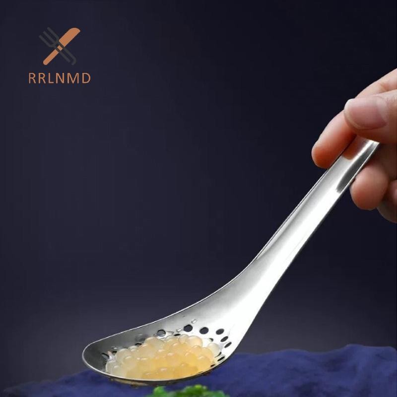 RRLNMD Thìa Nhà Bếp Bằng Thép Không Gỉ Có Lỗ Ẩm Caviar Builder Roe Sauce Lọc Thìa Bền Nhà Bếp Nấu Ăn Tiện Ích MỚI