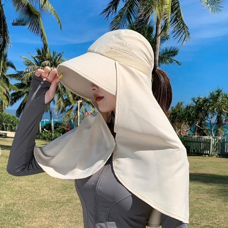 Mũ Nữ Chống Nắng Vành Rộng,Che Mặt Cổ Toàn Diện,Chống Tia UV,Tích Hợp Khẩu Trang,Mũ chống nắng