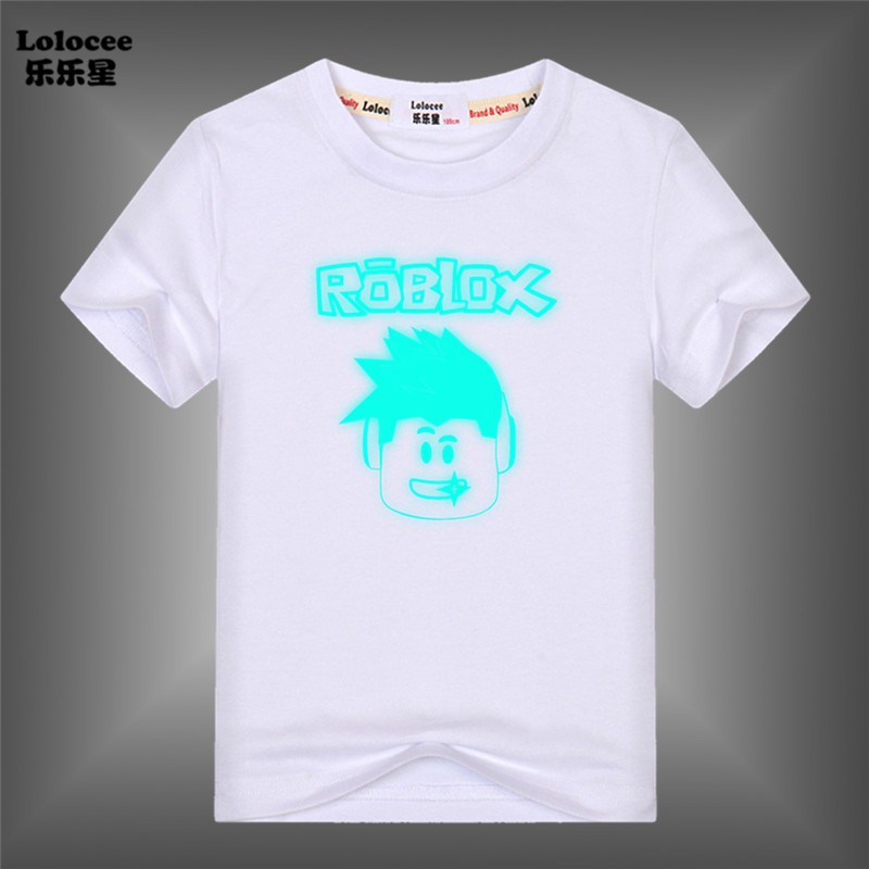 Áo thun trẻ em hoạt hình Roblox 2D, tay ngắn phát sáng, áo mùa hè phát sáng trong bóng tối