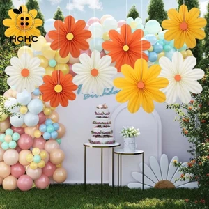HCHC 9 Chiếc Quạt Gấp Treo Đồ Trang Trí, Vòng Hoa Thủ Công DIY Quạt Giấy Mặt Dây Chuyền Hoa, Sáng Tạo Màu Vàng Cam Trang Trí Hoa Cúc Treo Biểu Ngữ Chụp Ảnh