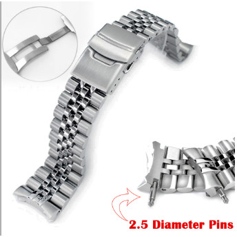 Dành cho Seiko PROSPEX SRP777 SSPA21 Đầu cong rắn 22mm Dây đeo đồng hồ bằng thép không gỉ Diver Jubilee Dây đồng hồ 2,5mm Thanh lò xo Dây đeo đồng hồ cuối vòng cung năm hạt Vòng tay nam
