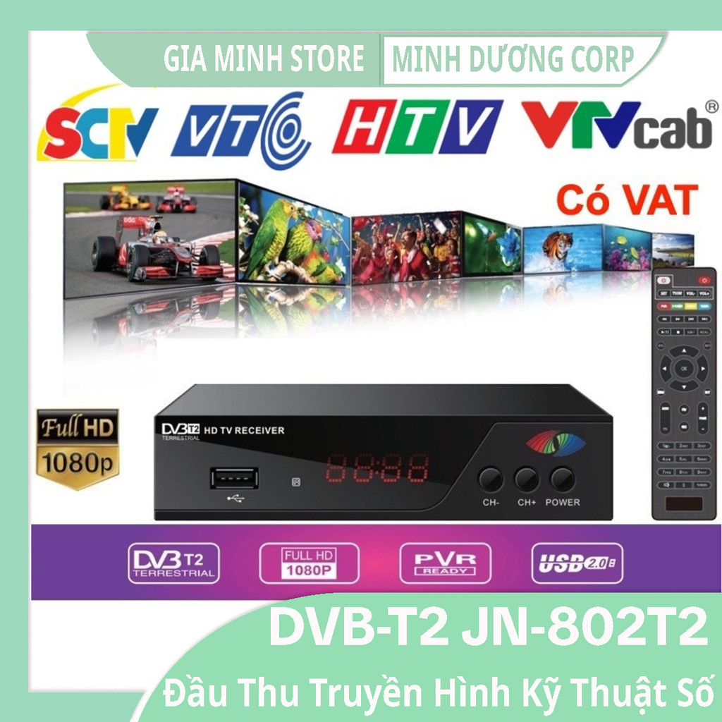 Đầu Thu Truyền Hình Kỹ Thuật Số DVB-T2 - Dùng cho SCTV - VTC - HTV - VTC Cáp - JN-820T2 - Mới 100%