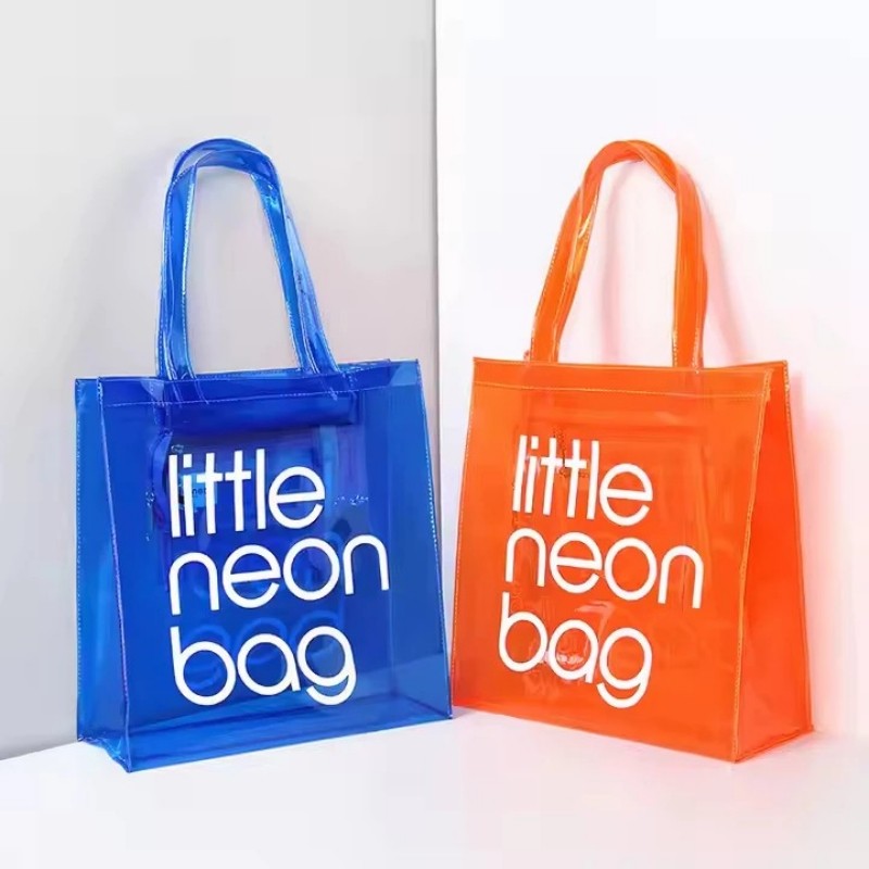 Túi xách nhựa GC2, Tote PVC trong suốt chống thấm nước, Neon, Túi mua sắm CG2