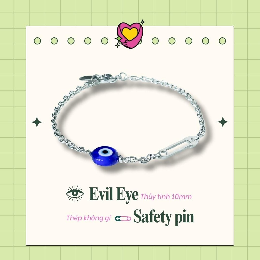 [VÒNG TAY] Vòng tay “Tự thương mình” charm Safety Pin x Evil Eye Bliss ...