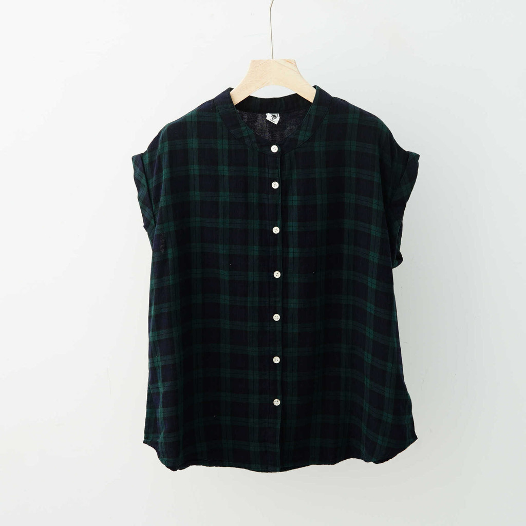 Áo Sơ Mi Nữ Cotton Mềm, Tay Ngắn Không Tay, Thanh Lịch Nhật Bản, Botton Xuống, Siêu Thoáng Khí