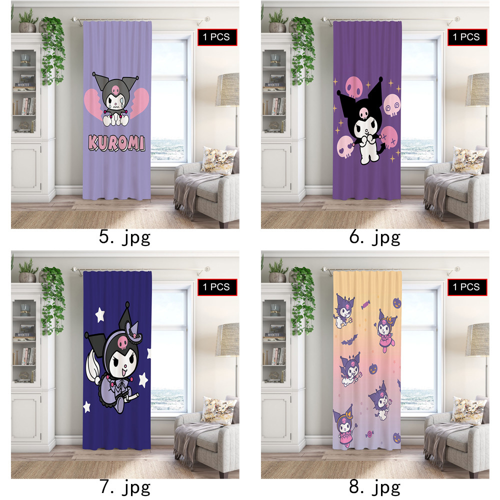 Rèm Kuromi Hoạt Hình, Thích Hợp Cho Phòng Khách, Phòng Ngủ, Máy Có Thể Giặt Màn Polyester 1PC