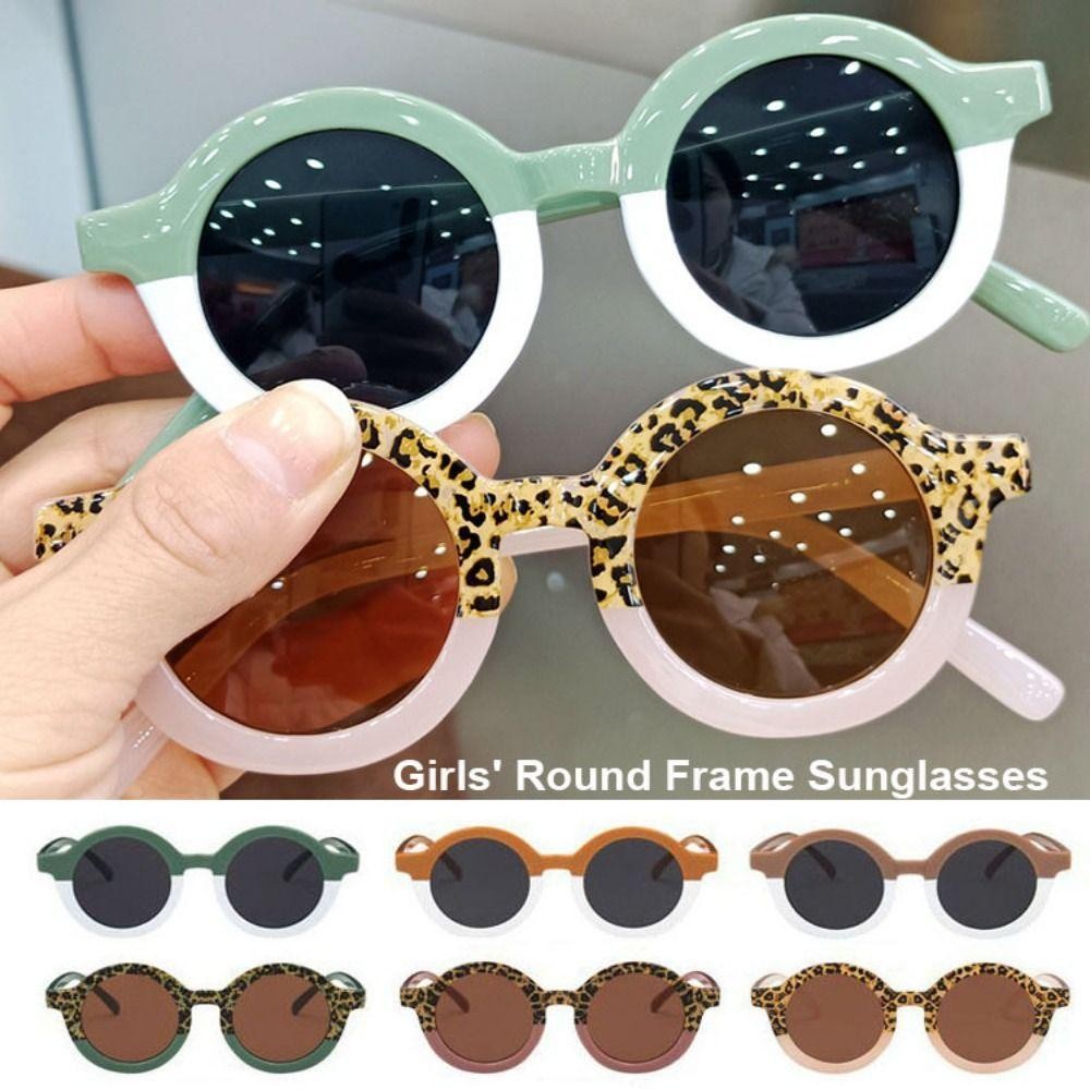 Kính râm gọng tròn dành cho bé gái từ 1-7 tuổi, chống nắng với 6 màu sắc cá nhân hóa