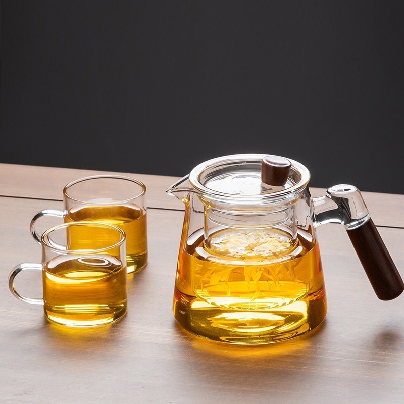 Ấm, Cốc Thủy Tinh Pha Trà Có Lõi Lọc Dung Tích Khoảng 550 ml