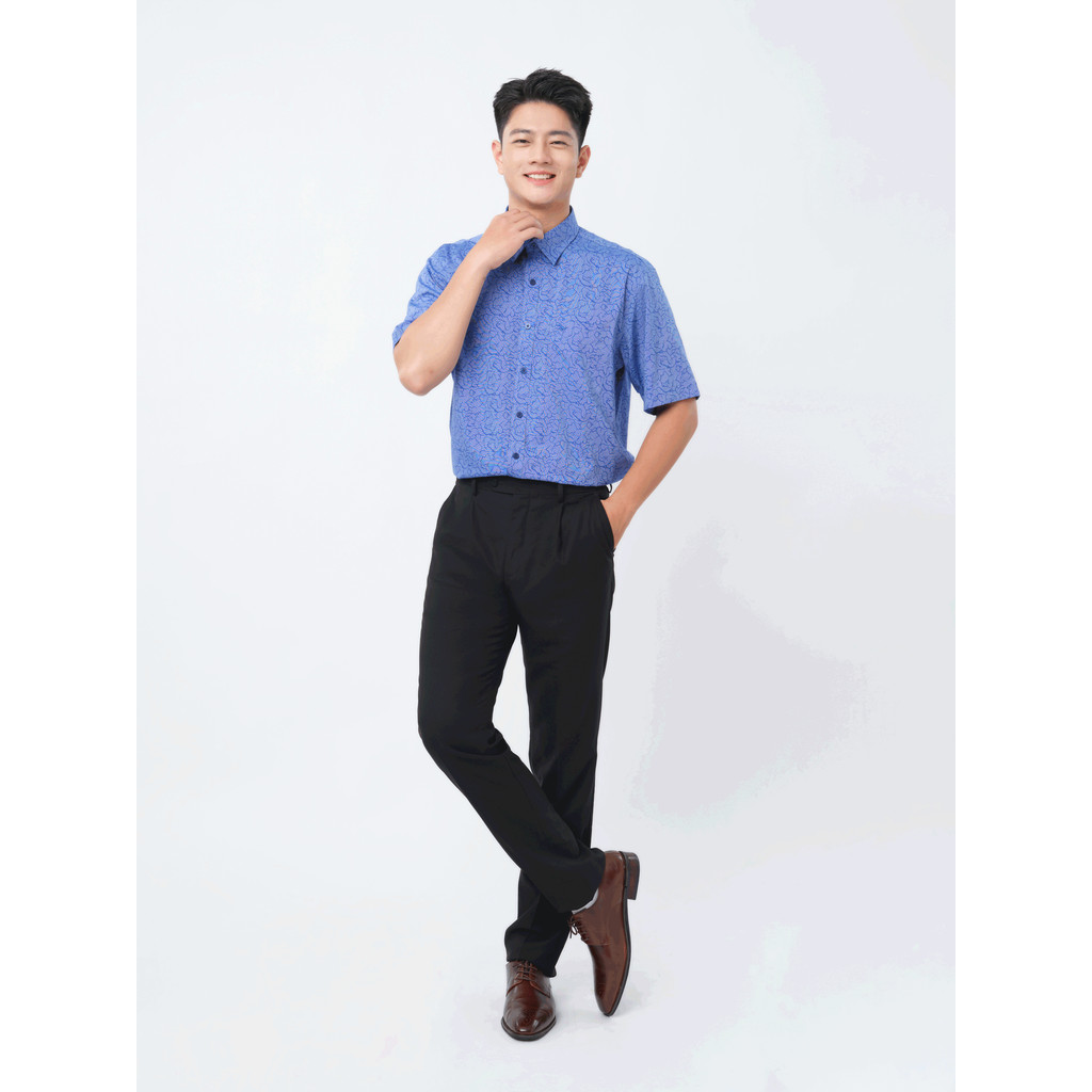 Sơ mi tay ngắn lai ngang VIETTIEN SMART CASUAL vải sợi Hoa hồng form REGULAR VT00000380