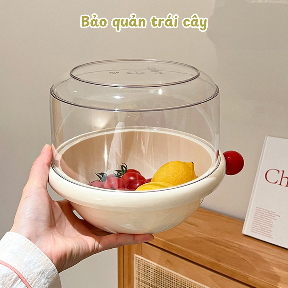 Rổ Rửa Trái Cây 2 Lớp Thoát Nước, Rổ Kèm Chậu Rửa Rau Củ, Rổ Vo Gạo Nhỏ Gọn Màu Sắc Dễ Thương