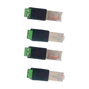 OXXGGKAO 4 Cái Rj45 Nam Sang 485 2Pin Thiết Bị Đầu Cuối Xanh Bộ Chuyển Đổi Mạng Kết Nối