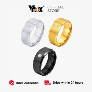 Vnox 8MM Thời Trang Nhẫn Inox Cho Nam Phụ Kiện Tiệc Kỷ Niệm Quà Tặng Trang Sức Cưới Vintage Chà Zircon Nam Nhẫn