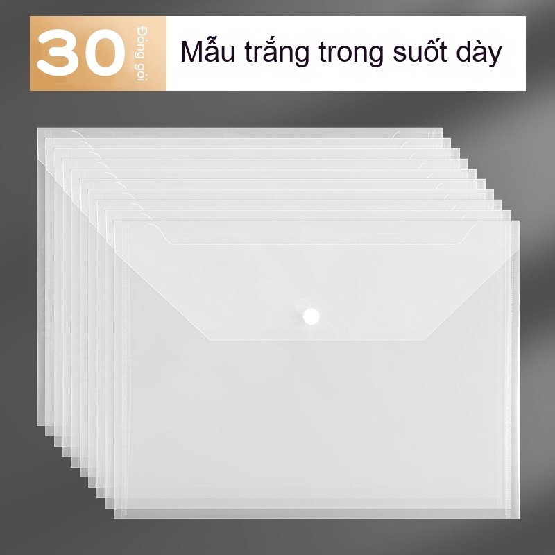 Túi Đựng Tài Liệu A4 Trong Suốt Có Cúc Bấm Chống Nước - Bìa File Nhựa Clear Bag Văn Phòng Phẩm Tiện Lợi