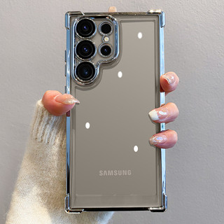 Ốp lưng Samsung trong suốt chống sốc túi khí 4 góc kèm kính camera cho S26 S25 S24 S23 Ultra Plus A55 A54 A35 A25 A15