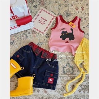 Áo vest mùa hè mới cho bé gái, áo thun in hình động vật dễ thương, áo không tay hoạt hình cho bé gái
