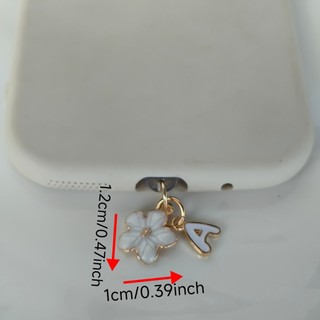 1 PC Thời Trang Dễ Thương Ban Đầu Năm Cánh Hoa Cắm Bụi Bảng Chữ Cái A-Z Phụ Kiện Hoa Trắng Tươi, Chống Thấm Nước Và Chống Bụi Cho Type-C & iPhone