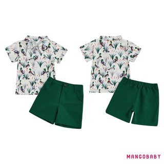 MG-Toddler Bé Trai Trang Phục Mùa Hè Vịt / Tôm Hùm In Áo Sơ Mi Tay Ngắn Nút Xuống Có Quần Short Chắc Chắn Bộ 2 Chiếc