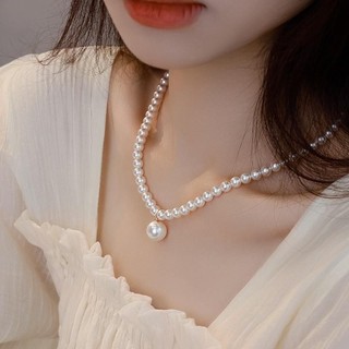 [ DAISYN ] N976 vòng cổ ngọc trai mặt hạt lớn , dây chuyền ngọc trai nhân tạo , chuỗi hạt ngọc