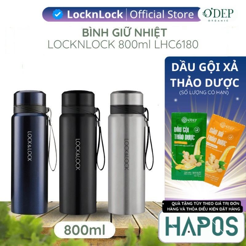 Bình giữ nhiệt LocknLock 800ml có lọc trà Chính hãng, giữ nhiệt lâu LHC6180 (3 màu) - Hapos Mall