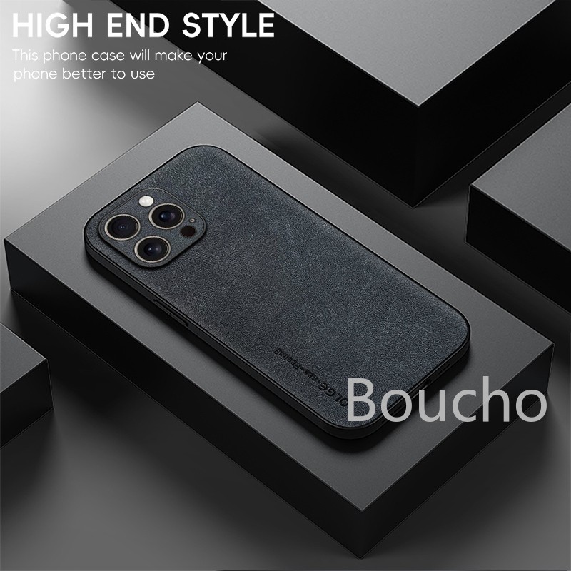 Dành Cho iPhone 12 11 Pro Max XR X XS 7 8 Plus Slim Da PU Da Ốp lưng