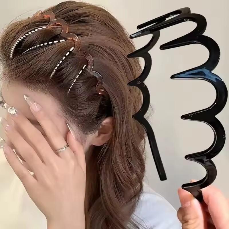 Băng Đô Răng Cố Định Sóng Thời Trang - Vòng Tóc Co Giãn Chống Trơn Trượt Dành Cho Bé Gái Rửa Mặt Thể Thao Sử Dụng | Hiệu ứng hàng đầu Fluffy Head