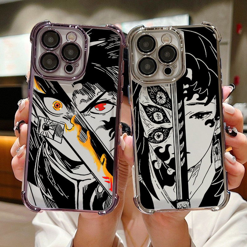 Ốp Lưng Cho Xiaomi Redmi Note 14 Pro Plus 5G 9 10 11 12 13 Pro 10S 11S 14C 12C 10C 9A Vỏ Mạ Anime Demon Slayer Họa Tiết Trong Suốt Giáp Silicon Mát Bảo Vệ Camera